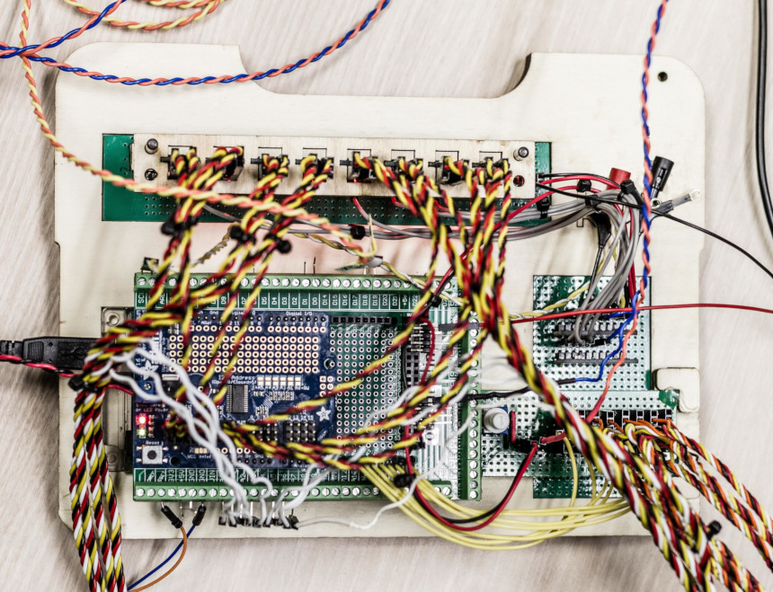 The brain of TiSCo: Arduino Mega 2560 with shields and breakout boards